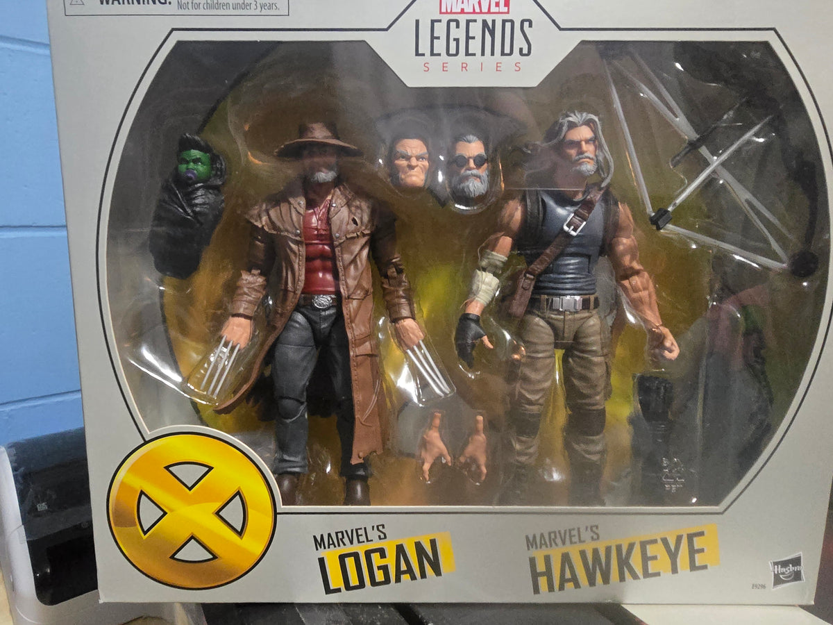 Marvel Legends Series X-Men Logan & Hawkeye 2-Pack w/ Bow Arrow Extra Head